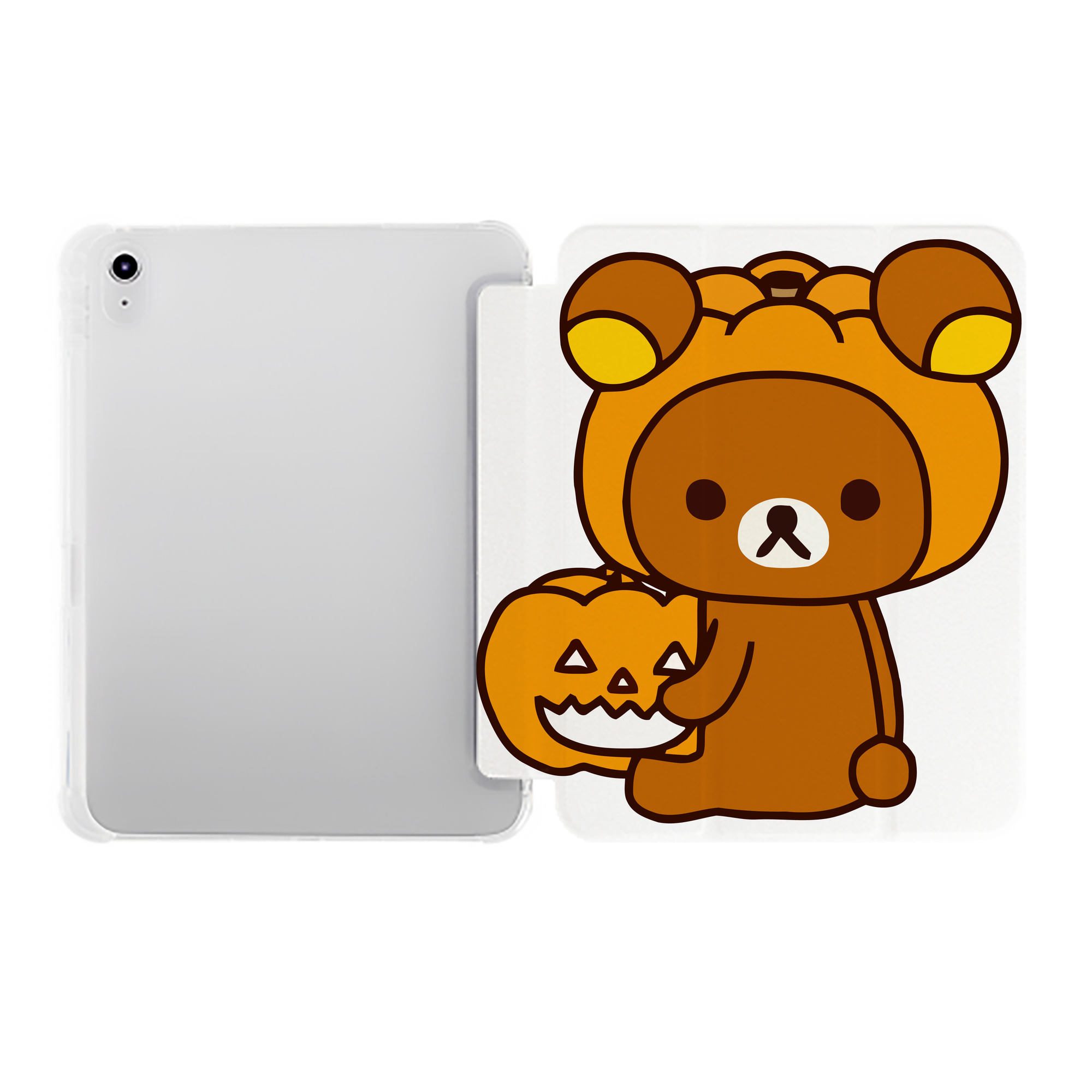 （画像用） リラックマ リラックマ キイロイトリ Rilakkuma Korilakkuma Kiiroitori IPad ケース ペン収納付き 三つ折りスタンド PUレザー×シリコン 対応機種9.5/10.5/10.9インチ
